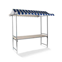 Feros Maastricht - professioneller Marktstand 200x151x232 cm, Blau/Weiß
