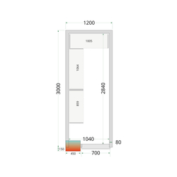 Tefcold Kühlzellen-Wandelemente 80 mm CR 120x300x212 NF, Weiß