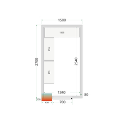 Tefcold Kühlzellen-Wandelemente 80 mm CR 150x270x220, Weiß
