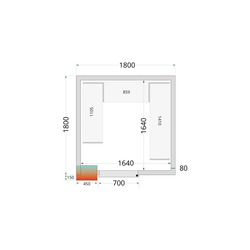 Tefcold Kühlzellen-Wandelemente 80 mm CR 180x180x212 NF, Weiß