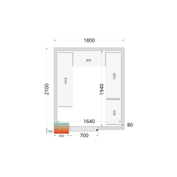 Tefcold Kühlzellen-Wandelemente 80 mm CR 180x210x212 NF, Weiß