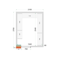 Tefcold Kühlzellen-Wandelemente 80 mm CR 210x270x212 NF, Weiß