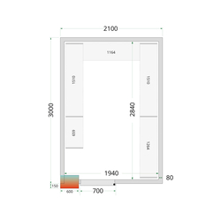 Tefcold Kühlzellen-Wandelemente 80 mm CR 210x300x212 NF, Weiß