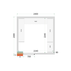 Tefcold Kühlzellen-Wandelemente 80 mm CR 240x240x220, Weiß