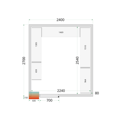 Tefcold Kühlzellen-Wandelemente 80 mm CR 240x270x212 NF, Weiß