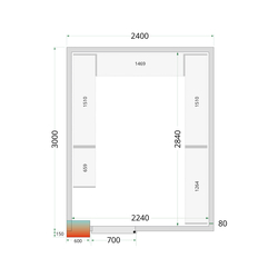 Tefcold Kühlzellen-Wandelemente 80 mm CR 240x300x212 NF, Weiß