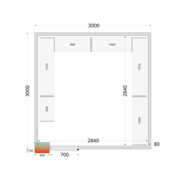 Tefcold Kühlzellen-Wandelemente 80 mm CR 300x300x220, Weiß