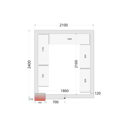 Tefcold Kühlzellen-Wandelemente 120 mm CR 210x240x220, Weiß
