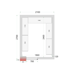 Tefcold Kühlzellen-Wandelemente 120 mm CR 210x270x220, Weiß