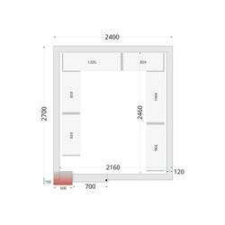 Tefcold Kühlzellen-Wandelemente 120 mm CR 240x270x220, Weiß