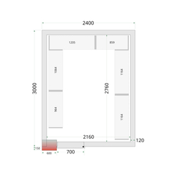 Tefcold Kühlzellen-Wandelemente 120 mm CR 240x300x220, Weiß