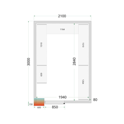 Tefcold Kühlzellen-Wandelemente 80 mm CR 210x300x220 WD, Weiß