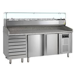 Tefcold Pizzatisch inkl. Kühlaufsatz PT1310 + GVC38-200, SS 201 / SS 304, EEK B