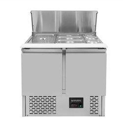 Vaiotec Gastro-Saladette, 2-fach mit Klappdeckel, 900 × 700 mm
