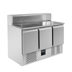 Vaiotec Gastro-Pizza-Saladette, 3-fach – mit 3 Türen, 1365 × 700 mm