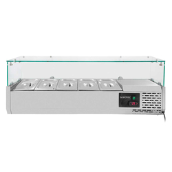 Vaiotec Gastro-Kühlaufsatz mit Glasabdeckung 5xGN1/4, 1200 × 335 mm