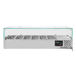 Vaiotec Gastro-Kühlaufsatz mit Glasabdeckung 6xGN1/4, 1400 × 335 mm