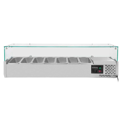 Vaiotec Gastro-Kühlaufsatz mit Glasabdeckung 7xGN1/4, 1500 × 335 mm