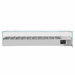Vaiotec Gastro-Kühlaufsatz mit Glasabdeckung 10xGN1/4, 2000 × 335 mm