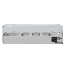 Vaiotec Gastro-Kühlaufsatz mit Glasabdeckung 3xGN1/3 + 1xGN1/2, 1200 × 395 mm