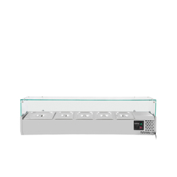 Vaiotec Gastro-Kühlaufsatz mit Glasabdeckung 4xGN1/3 + 1xGN1/2, 1400 × 395 mm