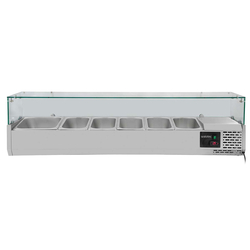 Vaiotec Gastro-Kühlaufsatz mit Glasabdeckung 5xGN1/3 + 1xGN1/2, 1500 × 395 mm