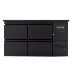 Vaiotec Gastro-Barkühltisch schwarz, 4 Schubladen – 280 l, 1465 × 520 mm