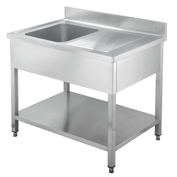 Vaiotec Gastro-Spültisch, 1 Becken links mit Abtropffläche, 1000 × 600 mm