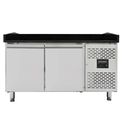 Vaiotec Gastro-Pizzakühltisch, 2-türig schwarz, 1510 × 800 mm
