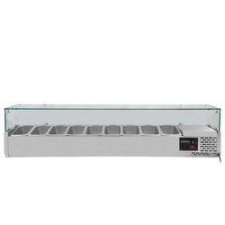 Vaiotec Gastro-Kühlaufsatz mit Glasabdeckung 9xGN1/4, 1800 × 335 mm