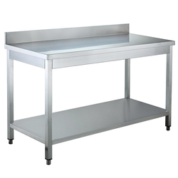Vaiotec Gastro-Arbeitstisch, mit Grundboden & Aufkantung, 700 × 700 mm