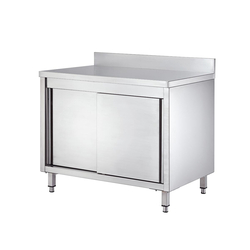 Vaiotec Gastro-Arbeitsschrank, 2 Schiebetüren & Aufkantung, 1400 × 600 mm