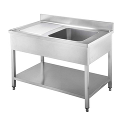 Vaiotec Gastro-Spültisch, 1 Becken rechts mit Abtropffläche, 1000 × 600 mm