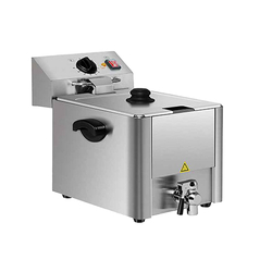 Vaiotec Elektro Gastro-Fritteuse 1 Becken mit Ablasshahn 8 Liter, 310 × 570 mm
