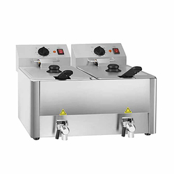 Vaiotec Elektro Gastro-Fritteuse 2 Becken mit Ablasshahn 8 + 8 Liter, 600 × 570 mm