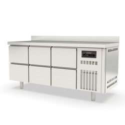 Vaiotec Topline Gastro-Kühltisch, 3-fach GN 1/1 mit 6 Schubladen & Aufkantung, 1795 × 700 mm