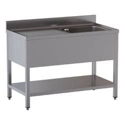 Vaiotec Topline Gastro-Spültisch, 1 Becken rechts + Abtropffläche, 1200 × 700 mm
