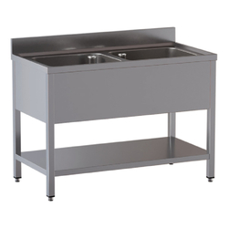 Vaiotec Topline Gastro-Spültisch, 2 Becken, 1000 × 700 mm