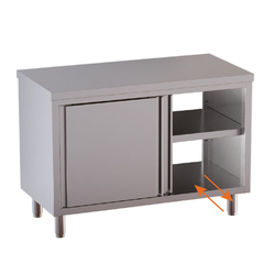Vaiotec Topline Gastro-Arbeitsschrank, Schiebetüren zur Durchreiche, 2000 × 600 mm