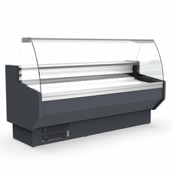 Vaiotec Topline Gastro-Kühltheke 200 – gebogenes Frontglas grau, 1985 × 800 mm
