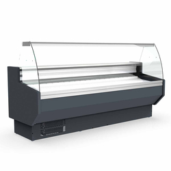 Vaiotec Topline Gastro-Kühltheke 250 – gebogenes Frontglas grau, 2465 × 800 mm