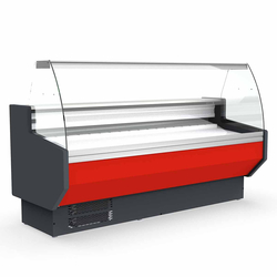Vaiotec Topline Gastro-Kühltheke 100 – gebogenes Frontglas rot, 1025 × 800 mm