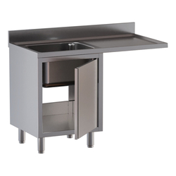 Vaiotec Topline Gastro-Spülcenter, 1 Becken links mit Flügeltür, 1200 × 700 mm