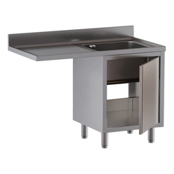 Vaiotec Topline Gastro-Spülcenter, 1 Becken rechts mit Flügeltür, 1200 × 600 mm