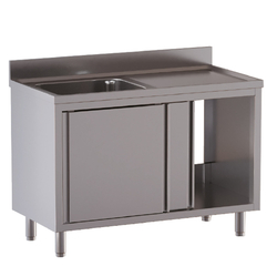 Vaiotec Topline Gastro-Spülschrank, 1 Becken links mit Schiebetüren, 1200 × 600 mm