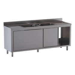 Vaiotec Topline Gastro-Spülschrank, 2 Becken und 2 Abtropfflächen, 2400 × 700 mm