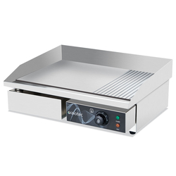 Vaiotec Elektro Gastro-Grillplatte, Grillfläche 1/3 gerillt und 2/3 glatt, 550 × 445 mm