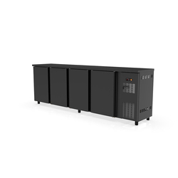 Vaiotec Topline Gastro-Barkühltisch schwarz, 4 Türen, 2565 × 530 mm