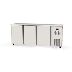 Vaiotec Topline Gastro-Barkühltisch Edelstahl, 3 Türen, 2025 × 530 mm