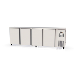 Vaiotec Topline Gastro-Barkühltisch Edelstahl, 4 Türen, 2565 × 530 mm